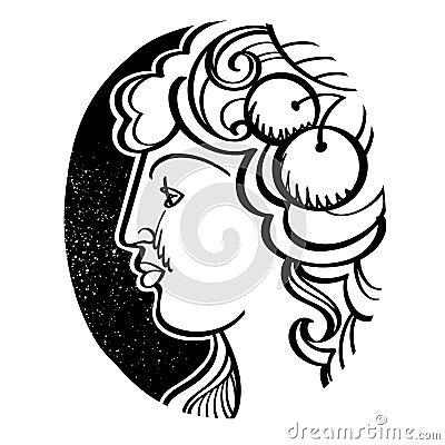 Womanâ€™s profile - Demeter, ancient Greek goddess Vector Illustration
